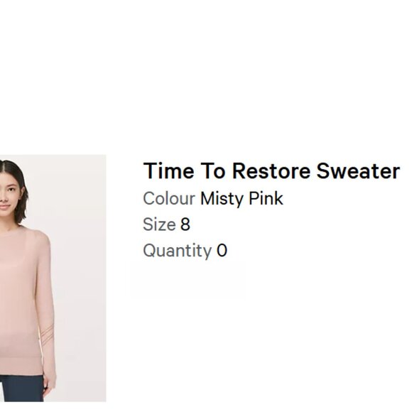 Lululemon Time To Restore Cashmere Knit Sweater Thumbholes - Misty Pink Size 8 - Picture 5 of 16